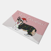 Paillasson Corgi de Noël mignon (Incliné)