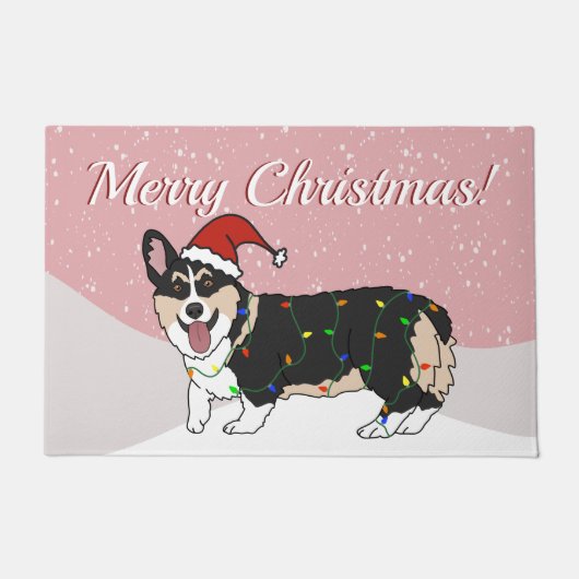 Paillasson Corgi de Noël mignon (Devant)
