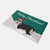 Paillasson Corgi de Noël mignon (Incliné)
