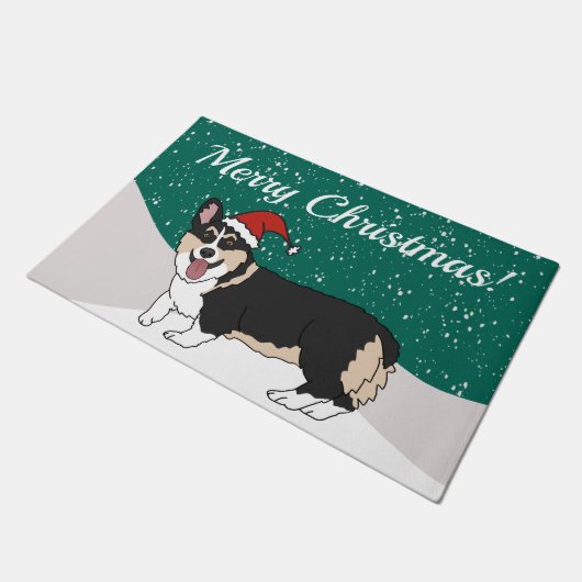 Paillasson Corgi de Noël mignon (Incliné)