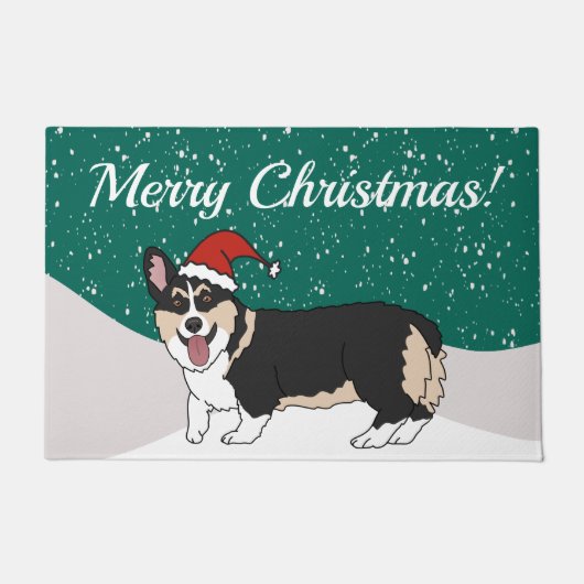 Paillasson Corgi de Noël mignon (Devant)