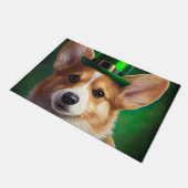 Paillasson Corgi Dog en robe de fête St. Patrick (Incliné)