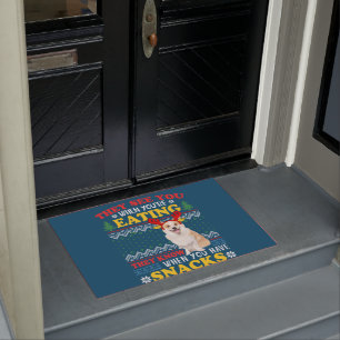 Paillasson Corgi Noël laid Ils voient que vous mangez des Noë