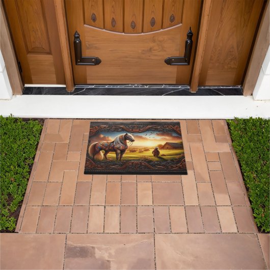 Paillasson Corse en cuir Ranch Ornate Horse Doormat (De plein air)