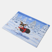 Paillasson Costume de renne de Noël Corgi noir mignon (Incliné)