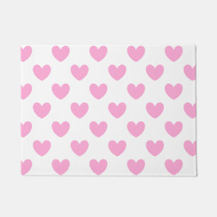 Paillasson Coton Candy Pink coeurs sur blanc