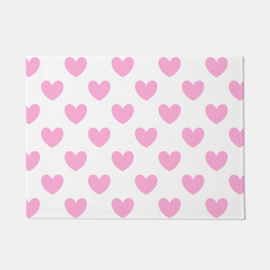 Paillasson Coton Candy Pink coeurs sur blanc (Devant)