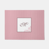 Paillasson Cottage Pink Stripe Rose Lace Script Monogramme (Devant)