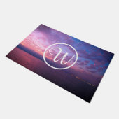 Paillasson Coucher de soleil bleu violet photo monogramme per (Incliné)