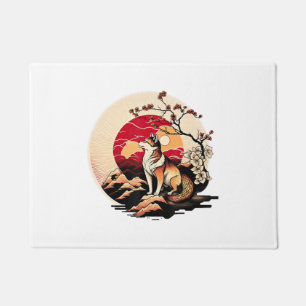 Paillasson Coucher de soleil japonais Shiba Inu Dog Ukiyo e S