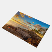 Paillasson Coucher du soleil d'océan au-dessus des roches et (Incliné)