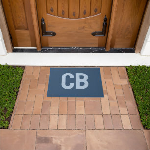 Paillasson Couleur de tendance Sérieux Monogramme bleu mat