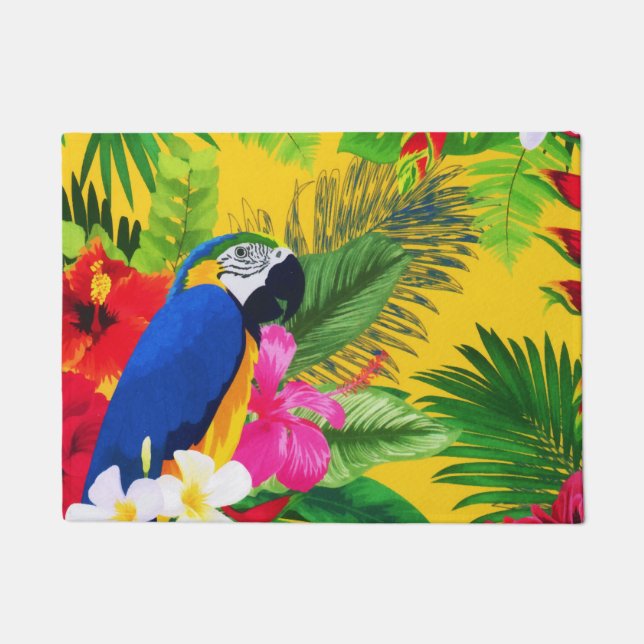 Paillasson Couleur d'été Tropical Toucan Feuille (Devant)