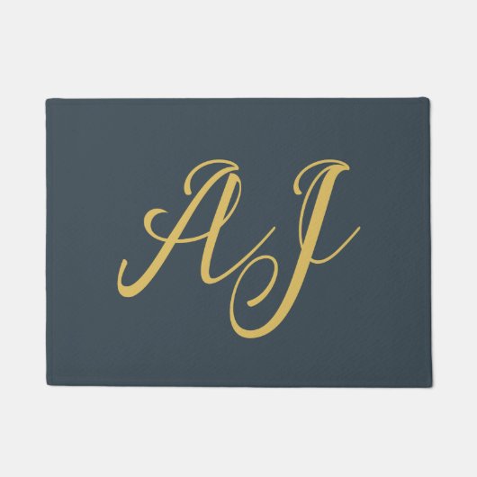 Paillasson Couleur Or Charbon Monogramme Initial Professionne (Devant)