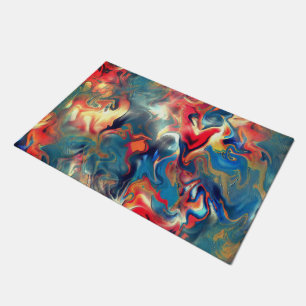 Paillasson Couleurs bleues et rouges, peinture satinée numéri