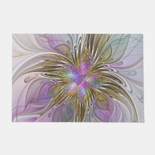 Paillasson Couleurs Florales Abstraites Fractales Avec Rose &