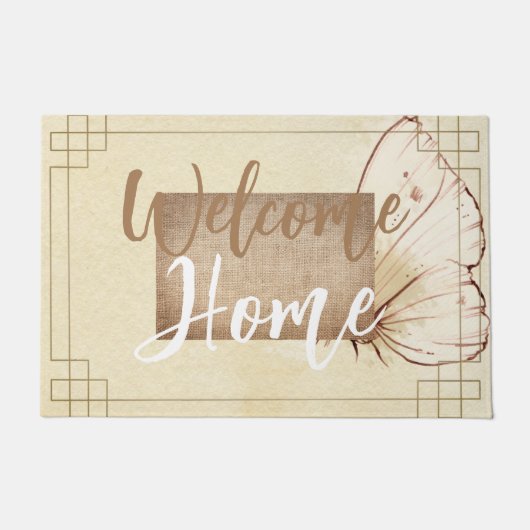 Paillasson Couleurs naturelles brun beige burap script texte (Devant)