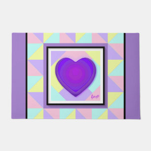 Paillasson Couleurs pastel & coeurs violets battre