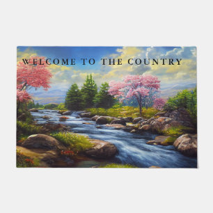 Paillasson Country River Paysage Pommiers Rock Shore