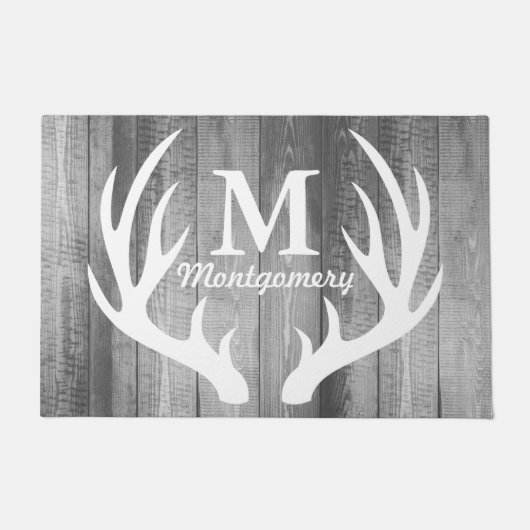Paillasson Country Russe Deer Antlers Gris Planes en Bois (Devant)