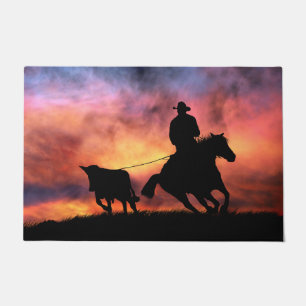 Paillasson Country Western Cowboy Roping