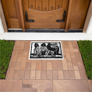 Paillasson Coupe Lino Lion noir et blanc