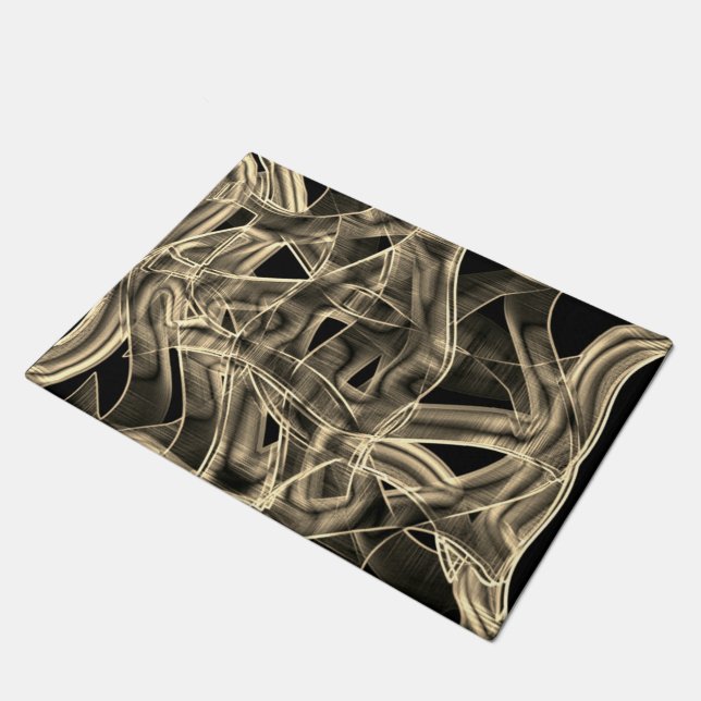 Paillasson Courbes en forme de ruban beige, lignes de relief  (Incliné)