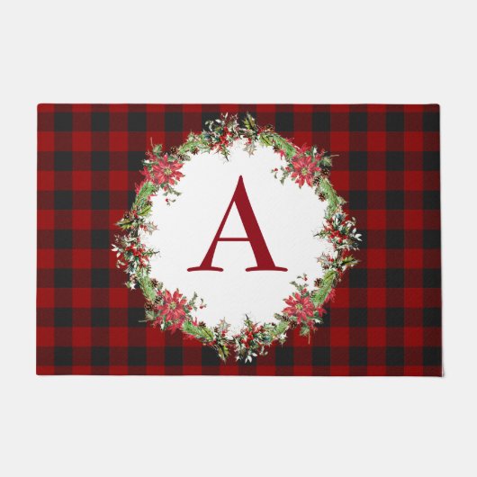 Paillasson Couronne de Noël monogramme (Devant)