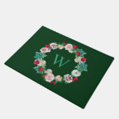Paillasson Couronne florale Monogramme Vert (Incliné)