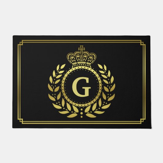 Paillasson Couronne royale Wreath Monogramme Black Gold (Devant)
