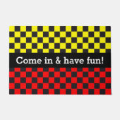 Paillasson Courses d'automobiles/motif d'échecs + votre (Devant)