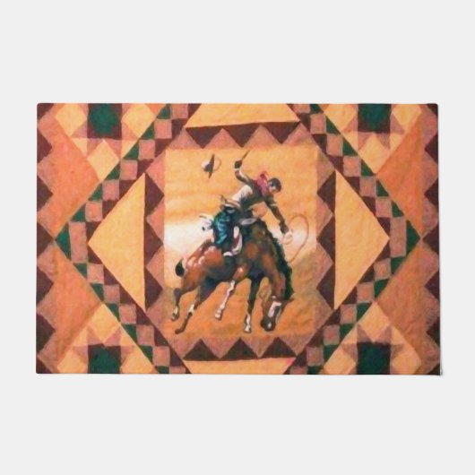 Paillasson Cowboy occidental de cavalier de Bronc 24" x 36" (Devant)