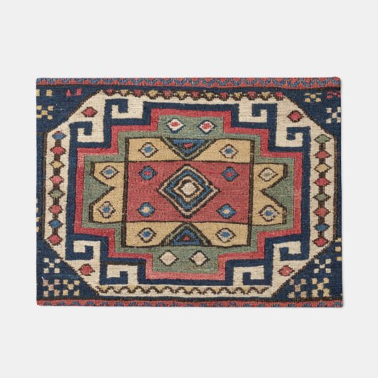 Paillasson Cowboy Sumakh : Blanc rouge coloré du XIXe siècle (Devant)