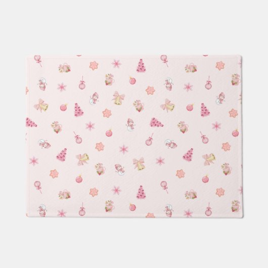 Paillasson Cozy Pink Christmas Pattern (Devant)