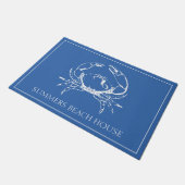 Paillasson Crabe blanc côtier sur bleu classique Personnalisé (Incliné)