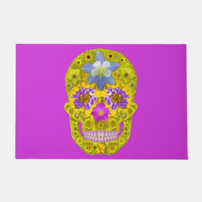 Paillasson Crâne 3 de fleur (Devant)