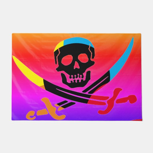 Paillasson Crâne de pirate coloré (Devant)