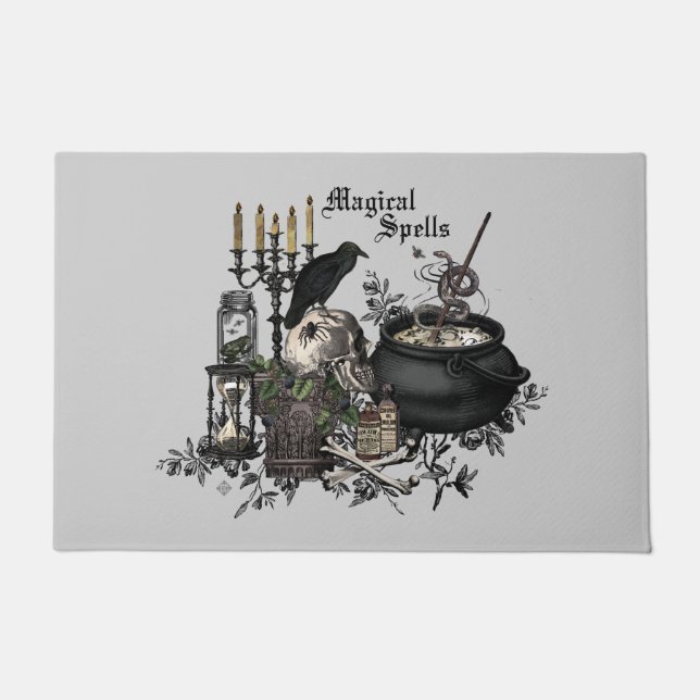 Paillasson Crâne d'Halloween vintage moderne (Devant)