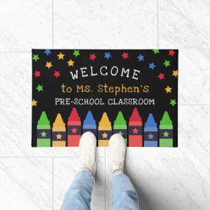 Paillasson Crayons colorés Stars Bienvenue Salle de classe de