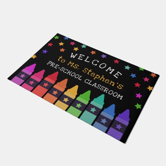 Paillasson Crayons Stars Colorful Welcome Teacher's Classroom (Incliné)
