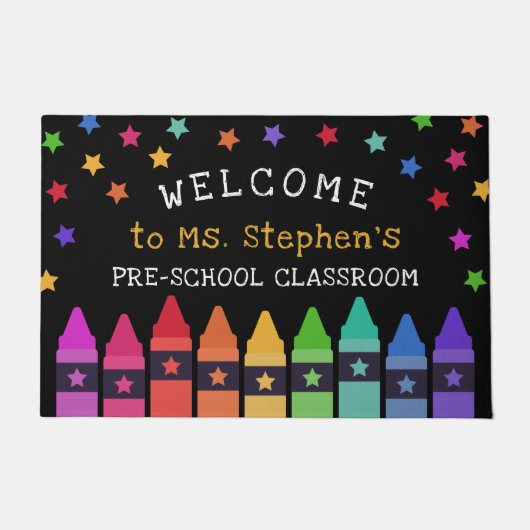 Paillasson Crayons Stars Colorful Welcome Teacher's Classroom (Devant)