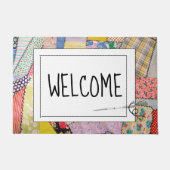 Paillasson Crazy Patchwork Quilt Avec Texte De Bienvenue (Devant)