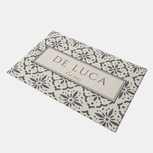 Paillasson Cream Gray Tile Design Family Name (Incliné)