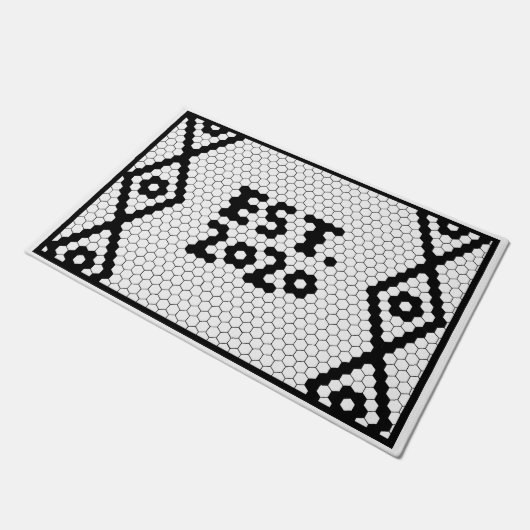 Paillasson Création 2020 Carrelage Mariage noir et blanc (Incliné)