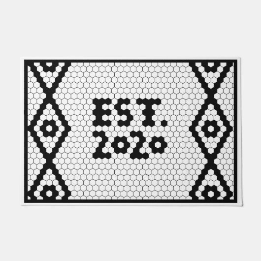 Paillasson Création 2020 Carrelage Mariage noir et blanc (Devant)