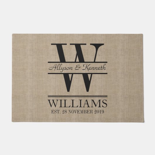 Paillasson Créez votre propre monogramme du logo Burlap (Devant)