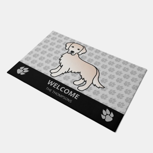 Paillasson Crème anglaise Golden Retriever Dog & Custom Text (Incliné)