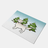 Paillasson Crème Anglaise Golden Retriever En Hiver & Arbres (Incliné)