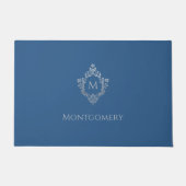 Paillasson Crest Classic Blue Monogram & Name Vintage Elegant (Devant)