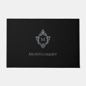 Paillasson Crest Monogram Black Elegant Vintage Faux Silver (Devant)